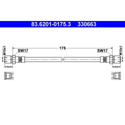 Flexible de frein ATE 83.6201-0175.3 pour PORSCHE 924, 944, 968 OE 477611775