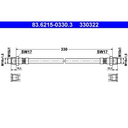 Brake Hose ATE 83.6215-0330.3 OE Ref 101392