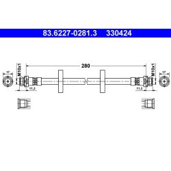 Brake Hose ATE 83.6227-0281.3 OE Ref 93BB2282AA