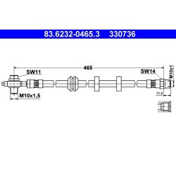 Flexible de frein ATE 83.6232-0465.3 pour VW GOLF, VENTO OE 1H0611701A
