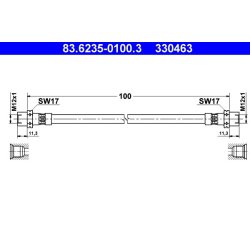 Flexible de frein ATE 83.6235-0100.3 pour BMW Série 5, 7 et 8