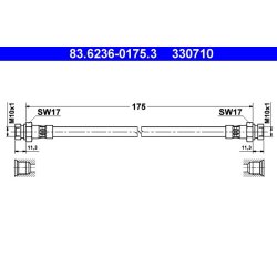 Flexible de frein ATE 83.6236-0175.3 pour SKODA, VW FELICIA, CADDY