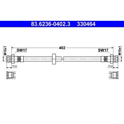 Flexible de frein ATE 83.6236-0402.3 pour SEAT, VW INCA, CADDY OE 6K9611776