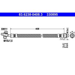 Flexible de frein ATE 83.6238-0408.3 pour VW Touareg OE 7L6611776A
