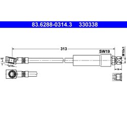 Brake Hose ATE 83.6288-0314.3 OE Ref 90147349