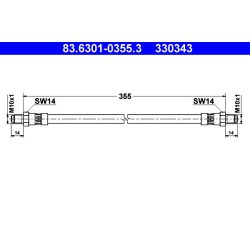 Flexible de frein ATE 83.6301-0355.3 pour VW LT OE 281611771