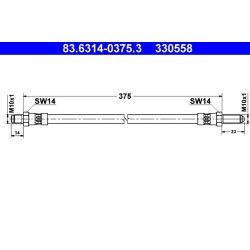 Brake Hose ATE 83.6314-0375.3 OE Ref MNA5680AA