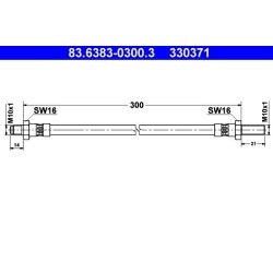 Flexible de frein ATE 83.6383-0300.3 pour VOLVO 164, 240, 260 OE 1205977