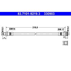 Flexible de frein ATE 83.7101-9219.3 pour ABARTH, FIAT 500, 500C, PANDA