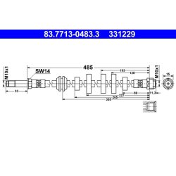 Flexible de frein ATE 83.7713-0483.3 pour AUDI Q5 OE 8R0611707A