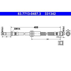 Flexible de frein ATE 83.7713-0487.3 pour MERCEDES CLS, CLASSE E OE 2124200648