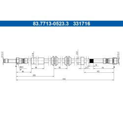 Flexible de frein ATE 83.7713-0523.3 pour MERCEDES CLS, CLASSE E OE A2574200000