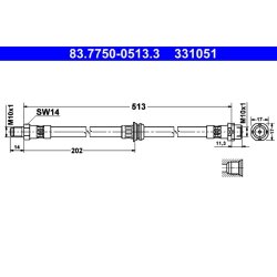 Brake Hose ATE 83.7750-0513.3