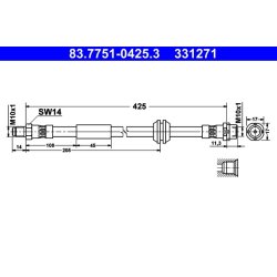 Flexible de frein ATE 83.7751-0425.3 pour MINI