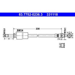 Brake Hose ATE 83.7752-0236.3 OE Ref 34322283034