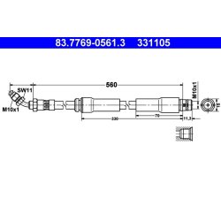 Brake Hose ATE 83.7769-0561.3 OE Ref 8N0611707B