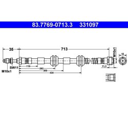 Brake Hose ATE 83.7769-0713.3 OE Ref 7L0611701B