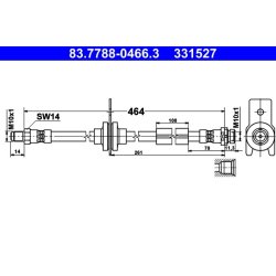 Brake Hose ATE 83.7788-0466.3 OE Ref 1806734