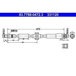 Flexible de frein ATE 83.7788-0472.3 pour FORD KUGA OE 1501841