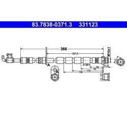 Flexible de frein ATE 83.7838-0371.3 pour FORD FIESTA OE 8V51-2078-BA