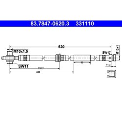 Brake Hose ATE 83.7847-0620.3 OE Ref 8J0611701C