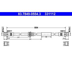 Brake Hose ATE 83.7849-0554.3 OE Ref 8J0611701D