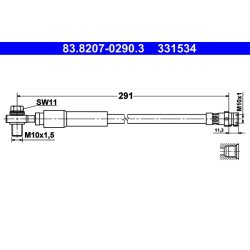 Brake Hose ATE 83.8207-0290.3 OE Ref 5Q0611775J