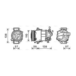 AC Compressor AVA QUALITY COOLING ALAK133 OE Ref 0000050547718