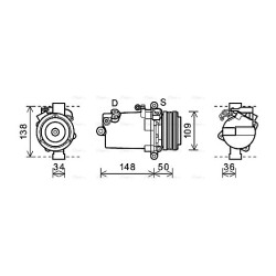 AC Compressor AVA QUALITY COOLING BWAK408 OE Ref 64528366650