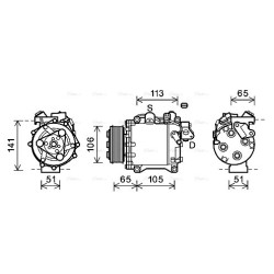 AVA AC Compressor AVA QUALITY COOLING HDAK263 OE Ref 38800RZYA010M2
