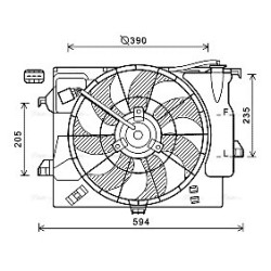 Radiator Fan AVA QUALITY COOLING HY7541 OE Ref 253801R000