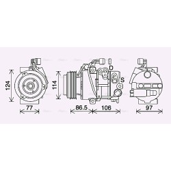 AVA AC Compressor AVA QUALITY COOLING KAK285 OE Ref 977012S601