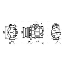 AC Compressor AVA QUALITY COOLING PRAK074 OE Ref 9A112601105