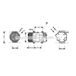 AC Compressor SCANIA 0570894 AVA QUALITY COOLING SCK016 OE Ref 10573129