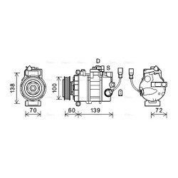 AC Compressor AVA QUALITY COOLING VNAK382 OE Ref 7E0820803N