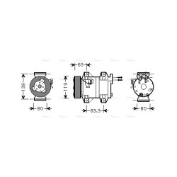 AC Compressor AVA QUALITY COOLING VOAK121 OE Ref 30665339