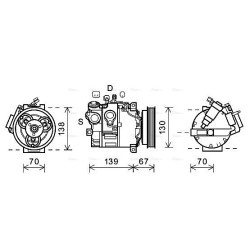 AC Compressor AVA QUALITY COOLING VOAK167 OE Ref 31250520