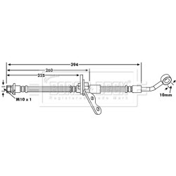 Brake Hose Pipe BORG & BECK BBH7347 OE Ref 01464S04J01 BORG & BECK