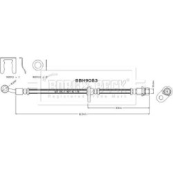 Brake Hose Pipe BORG & BECK BBH9083 OE Ref 01465TNYE00