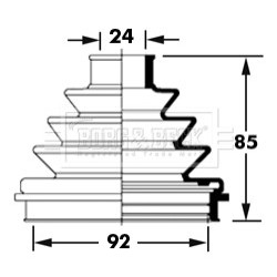 Cv Joint Boot Kit BORG & BECK BCB2373 OE Ref 443498203A