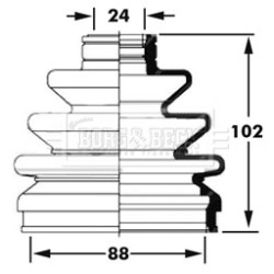 Cv Joint Boot Kit BORG & BECK BCB2397 OE Ref 0K55222530