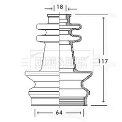 Cv Joint Boot Kit BORG & BECK BCB2597 OE Ref 1627950S