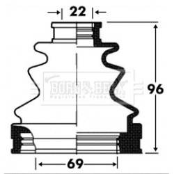 Cv Joint Boot Kit BORG & BECK BCB2872 OE Ref 0443863010
