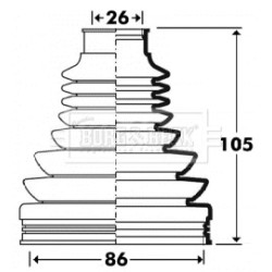 Cv Joint Boot Kit BORG & BECK BCB2912 OE Ref 1603281