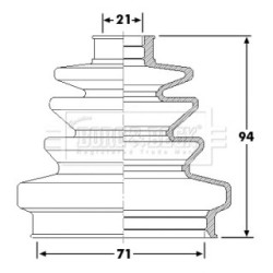 Cv Joint Boot Kit BORG & BECK BCB6257 OE Ref 1073803