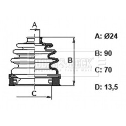Cv Joint Boot Kit BORG & BECK BCB6401 OE Ref 1J0 498 201 L