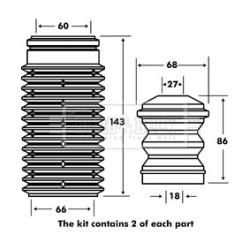 Shock Absorber Dust Cover Kit BORG & BECK BPK7014 OE Ref 31331124449