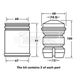 Shock Absorber Dust Cover Kit BORG & BECK BPK7018 OE Ref 33531135624