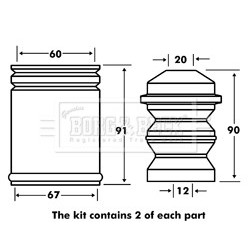 Shock Absorber Dust Cover Kit BORG & BECK BPK7025 OE Ref 33531091031