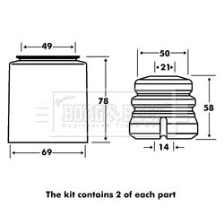 Shock Absorber Dust Cover Kit BORG & BECK BPK7026 OE Ref 33536762722 BORG & BECK